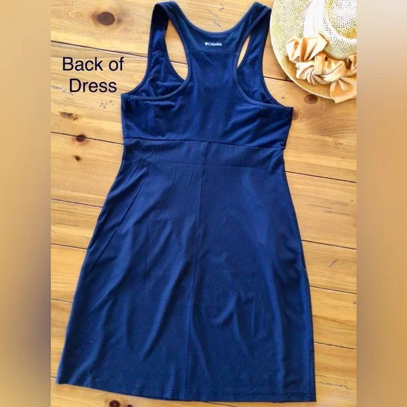 COLUMBIA, LIKE NEW! OMNI SHADE RACERBACK SUN PROTECTIVE SPORT DRESS BLACK - Picture 2 of 10